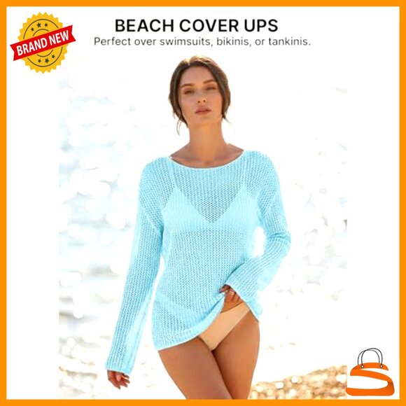 Crochet Hollow Out Pullover Sweater Long Sleeve Crewneck Loose Fit Large - Picture 5 of 7